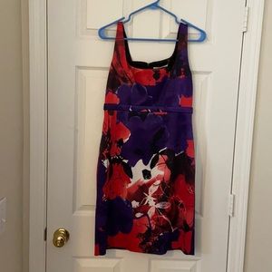 Tahari satin empire waist floral dress sz  6